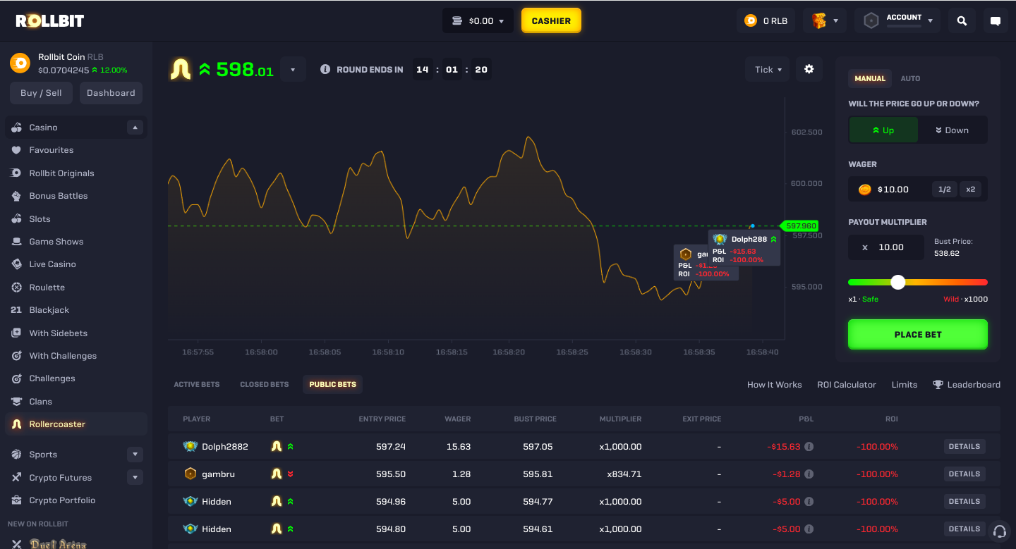 Rollbit Rollercoaster Crypto Trading